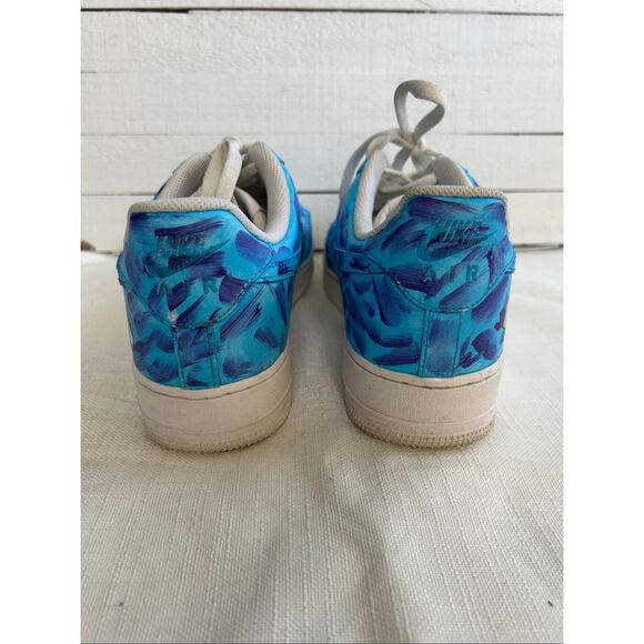 Nike Air Force 1 Low 10.5 Custom Painted Blue Purple Brushstroke CW2288-111 - Picture 7 of 11